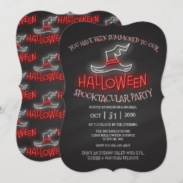 Halloween Spooktacular Neon Witch Hat Party Inbjudningar