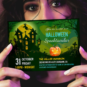 Halloween Spooktacular Party Creepy Haunted House Inbjudningar