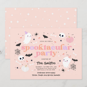 Halloween Spooktacular Party Cute Rosa Ghost Inbjudningar