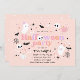 Halloween Spooktacular Party Cute Rosa Ghost Inbjudningar