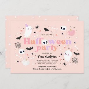 Halloween Spooktacular Party Cute Rosa Ghost Inbjudningar