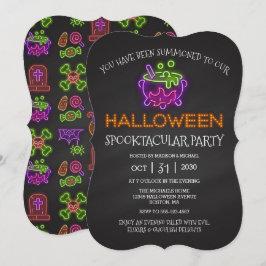 Halloween Spooktacular Party Neon Witch Cauldron I Inbjudningar