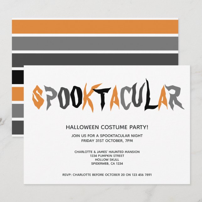 Halloween Spooktacular Party Stripe Mönster Inbjudningar (Fram/baksida)
