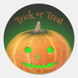 Halloween Spooktacular Pumpkin Smile Grönt Light Runt Klistermärke