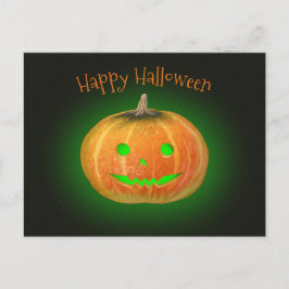 Halloween Spooktacular Pumpkin Smile Grönt Light Vykort