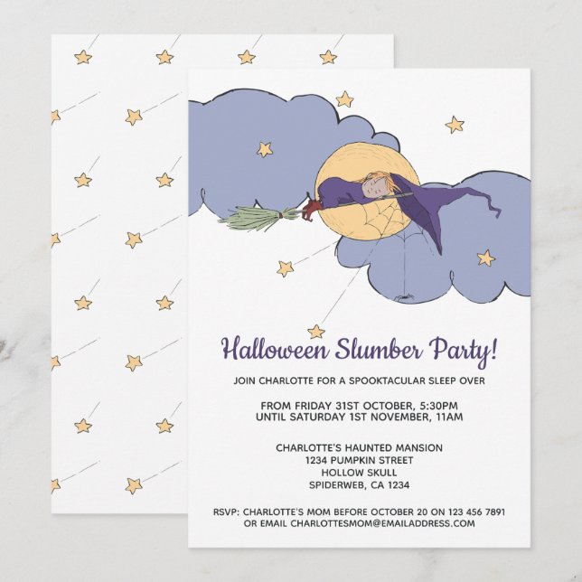 Halloween Spooktacular Slumber Party Inbjudningar (Fram/baksida)