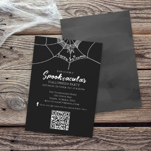 Halloween Spooktacular Spider QR Code Social Media Inbjudningar