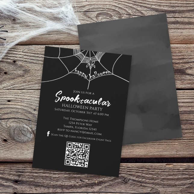 Halloween Spooktacular Spider QR Code Social Media Inbjudningar (Skapare uppladdad)