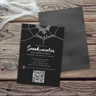 Halloween Spooktacular-Spindelnätet QR-koden Karta Inbjudningar