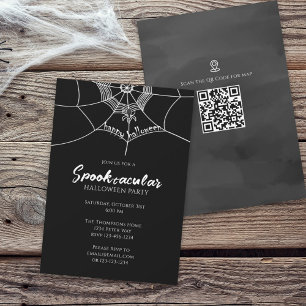 Halloween Spooktacular-Spindelnätet QR-koden Karta Inbjudningar