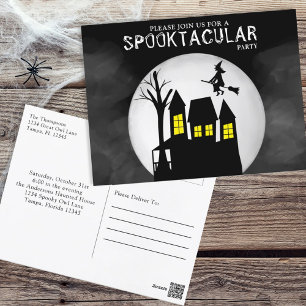 Halloween Spooktacular Spooky Haunted House Witch Vykort