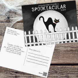 Halloween Spooktacular Spooky Whimsical Black Cat Vykort