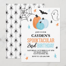 Halloween Spooktacular turcoise orange Birthday Inbjudningar