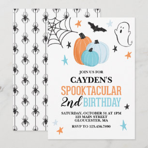 Halloween Spooktacular turkos orange Födelsedag Inbjudningar