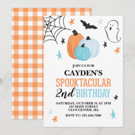 Halloween Spooktacular turquise orange Birthday I Inbjudningar