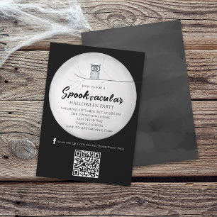 Halloween Spooktacular Uggla QR Code Social Media Inbjudningar