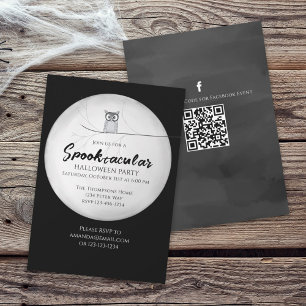 Halloween Spooktacular Uggla QR Code Social Media Inbjudningar