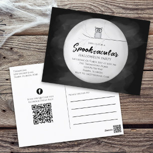 Halloween Spooktacular Uggla QR Code Social Media Vykort