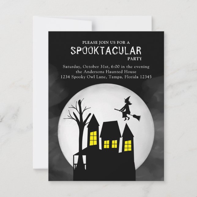 Halloween Spooktacular Witch Haunted House Inbjudningar (Framsida)