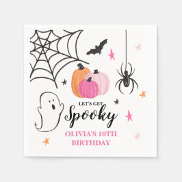 Halloween Spooky Birthday Rosa Pumpkins Napkins Pappersservett