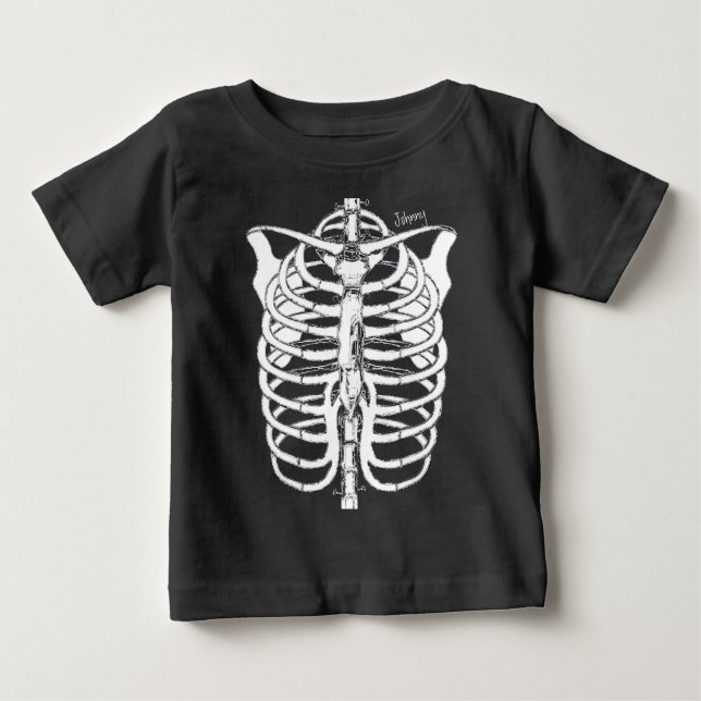 Halloween Spooky Black and White Skeleton T Shirt (Framsida)