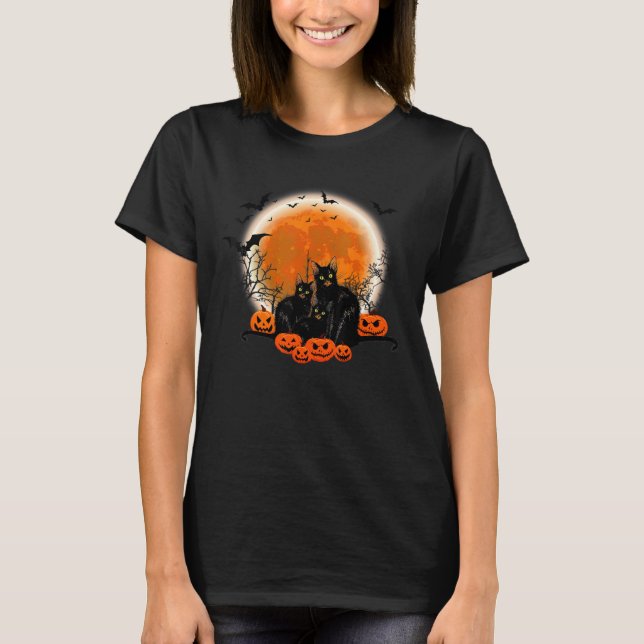Halloween Spooky Black Cat Mamma Pumpkin Spöken Sc T Shirt (Framsida)