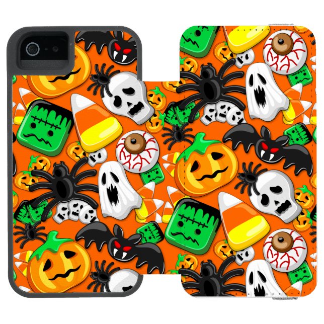 Halloween Spooky Candies Party Incipio iPhone Wallet Skal (Folio Öppen)