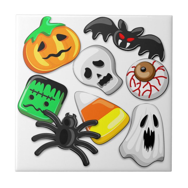 Halloween Spooky Candies Party Kakelplatta (Framsidan)