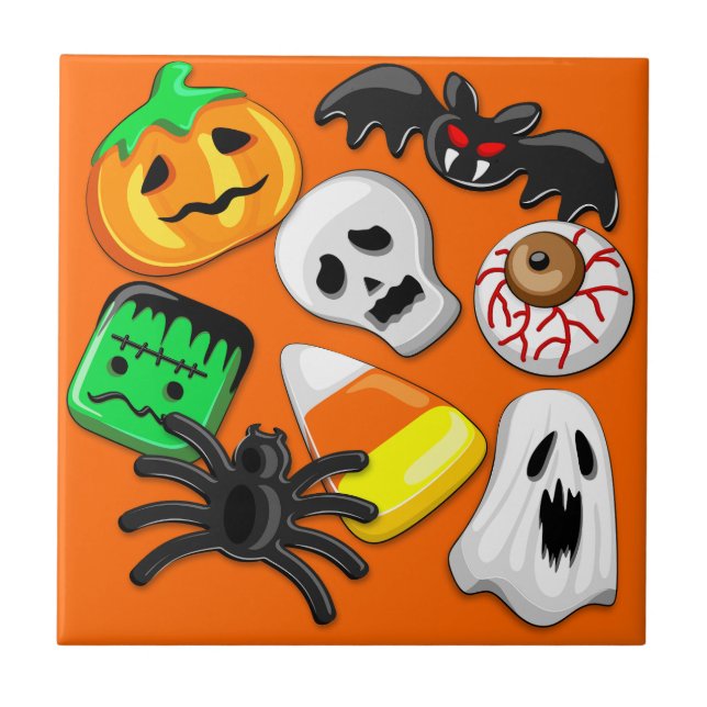 Halloween Spooky Candies Party Kakelplatta (Framsidan)