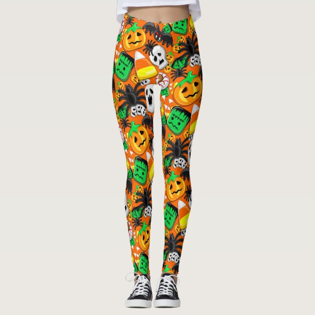 Halloween Spooky Candies Party Leggings (Framsida)