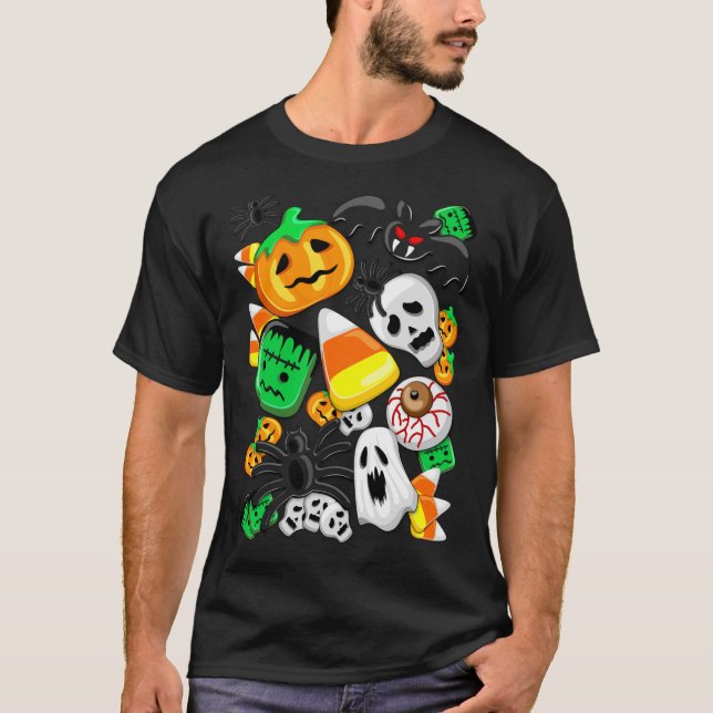 Halloween Spooky Candies Party T Shirt (Framsida)