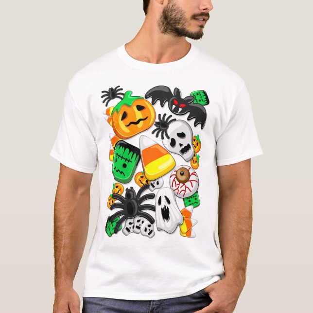 Halloween Spooky Candies Party T Shirt (Framsida)
