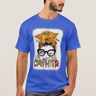 Halloween Spooky Cashier Messy Bun Glasses Spooky  T Shirt
