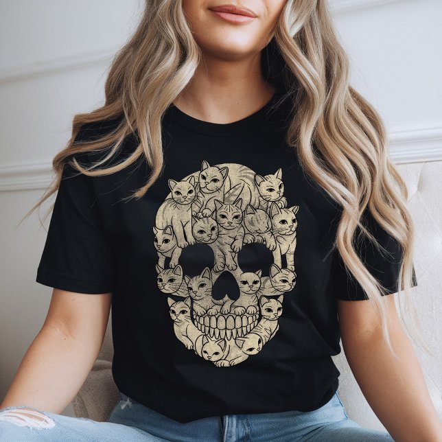 Halloween Spooky Cat skalldöd Katte spöke T Shirt (Skapare uppladdad)