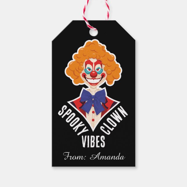 Halloween Spooky Clown Vibes Creepy Circus Modern Presentetikett (Framsidan)