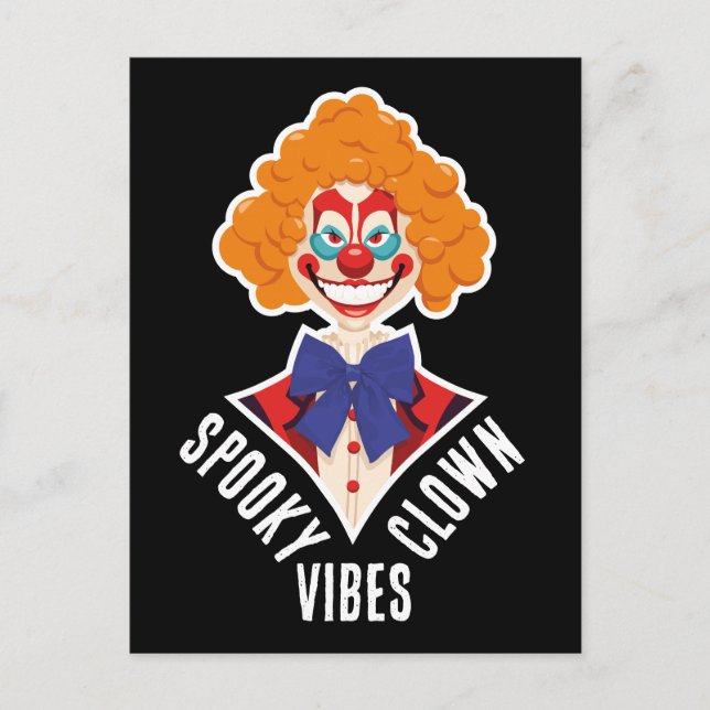 Halloween Spooky Clown Vibes Creepy Circus Simple Vykort (Framsida)
