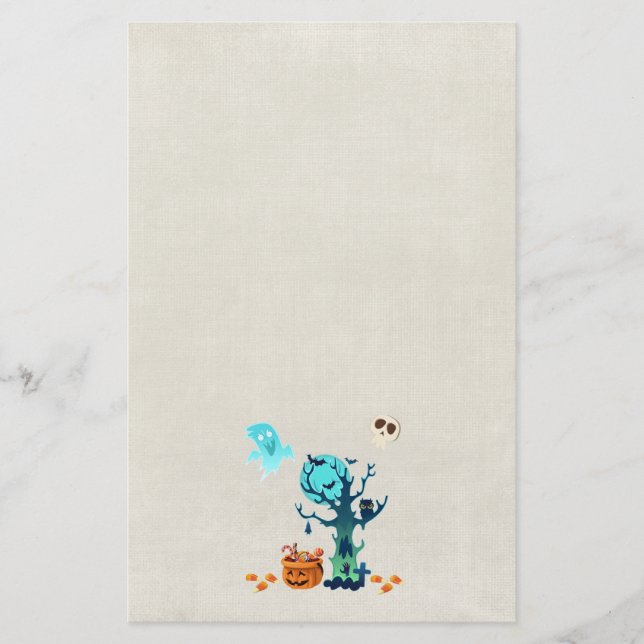 Halloween Spooky Creepy Spöken Fladdermöss Döskall Brevpapper (Framsida)