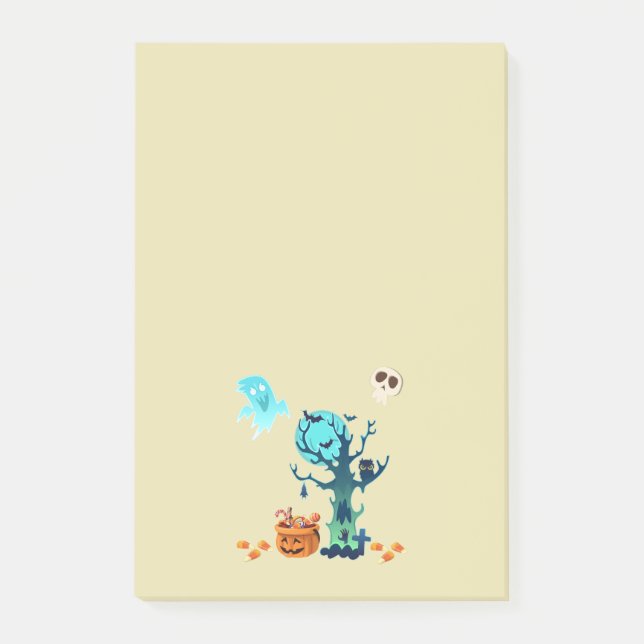 Halloween Spooky Creepy Spöken Fladdermöss Döskall Post-it Block (Framsida)