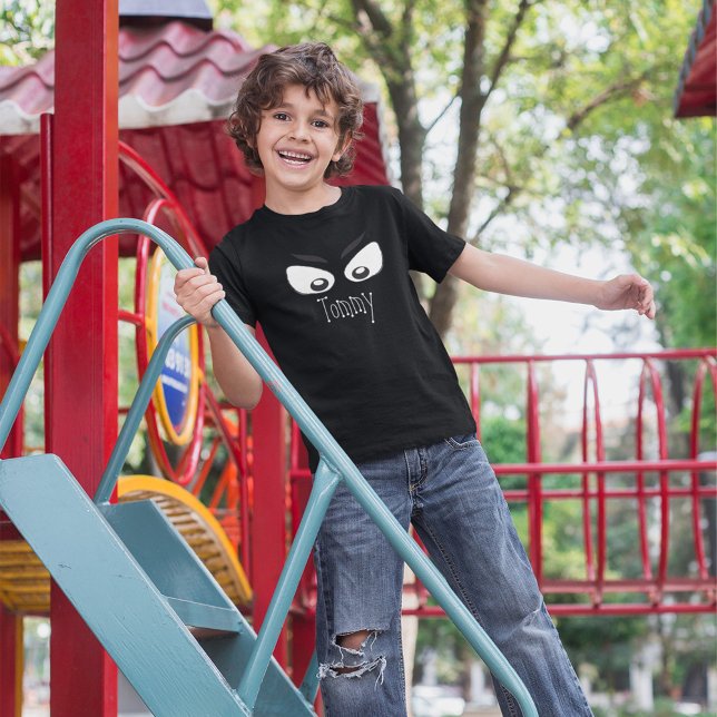 Halloween Spooky Cute Black and White Ögon T Shirt (Halloween spooky eyes personalized Kids t shirt.)