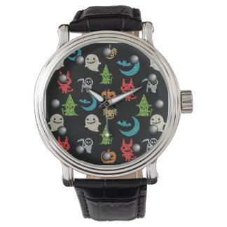 Halloween Spooky Cute Characters Glitter Collage Armbandsur