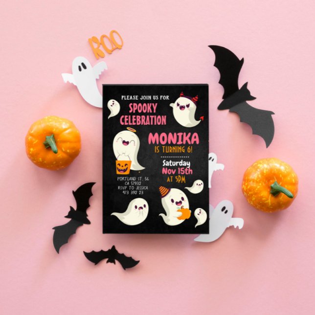 Halloween Spooky Cute Ghost Girl Birthday Inbjudningar (Skapare uppladdad)