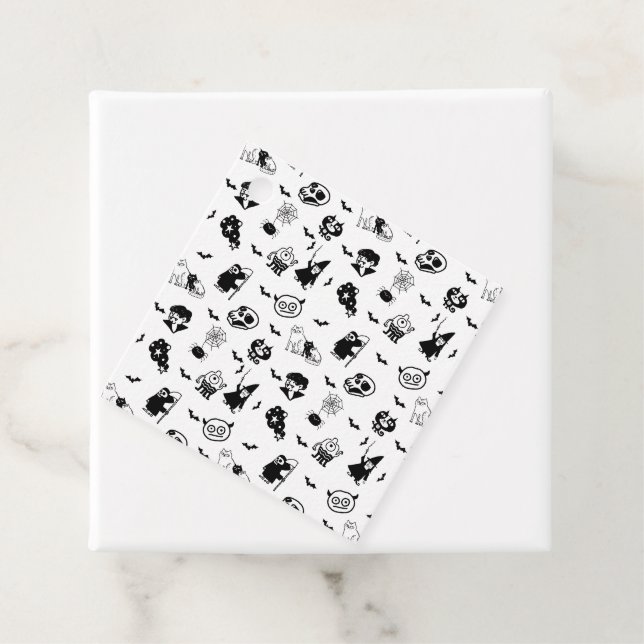 Halloween Spooky Cute Mönster Helgdag Horror Black Gåvor Etiketter (På plats)