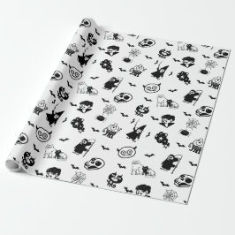 Halloween Spooky Cute Mönster Helgdag Horror Black Presentpapper
