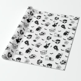 Halloween Spooky Cute Mönster Helgdag Horror Black Presentpapper