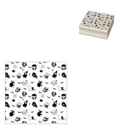 Halloween Spooky Cute Mönster Helgdag Horror Black Stämpel