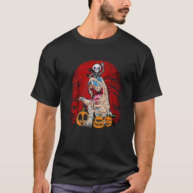 Halloween Spooky Dinosaur Skeleton 1 T Shirt (Framsida)