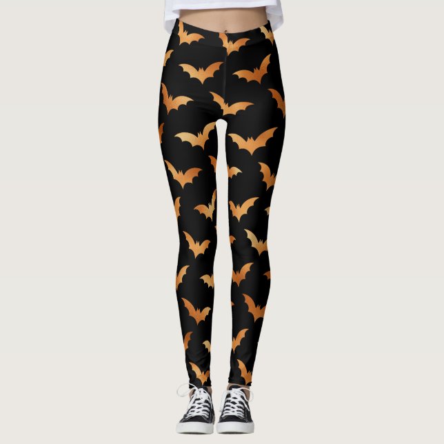 Halloween Spooky Fladdermus Dekoration Mönster Leggings (Framsida)