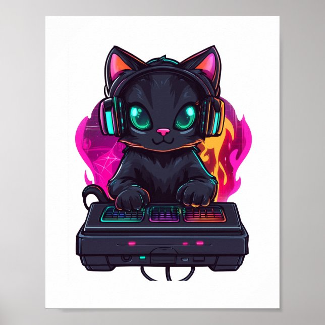 Halloween Spooky Gamer Cat Poster (Framsidan)