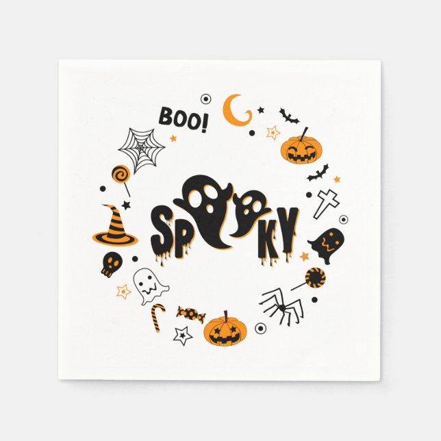 Halloween Spooky Ghost 3 Ply Napkins Pappersservett (Framsidan)