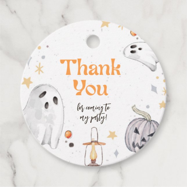 Halloween Spooky Ghost Birthday Circle Tack Gåvor Etiketter (Framsida)